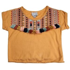 Anthropologie ChloeOliver Southwest Valencia Embroidered Fringe Tassel Top Sz Sm